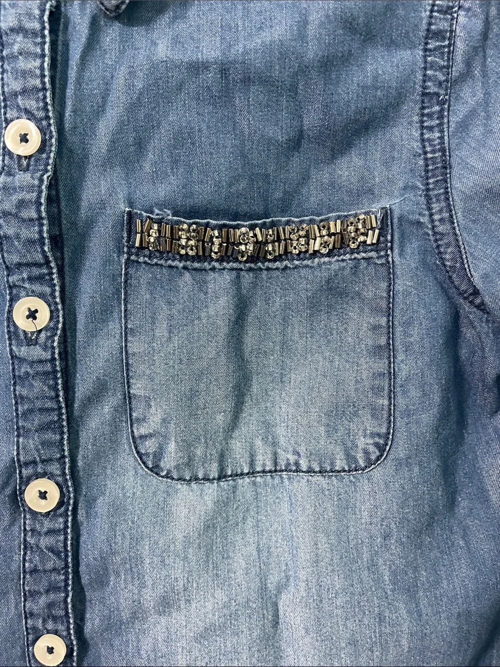 Justice Girls Blue Chambray Button-Down Shirt